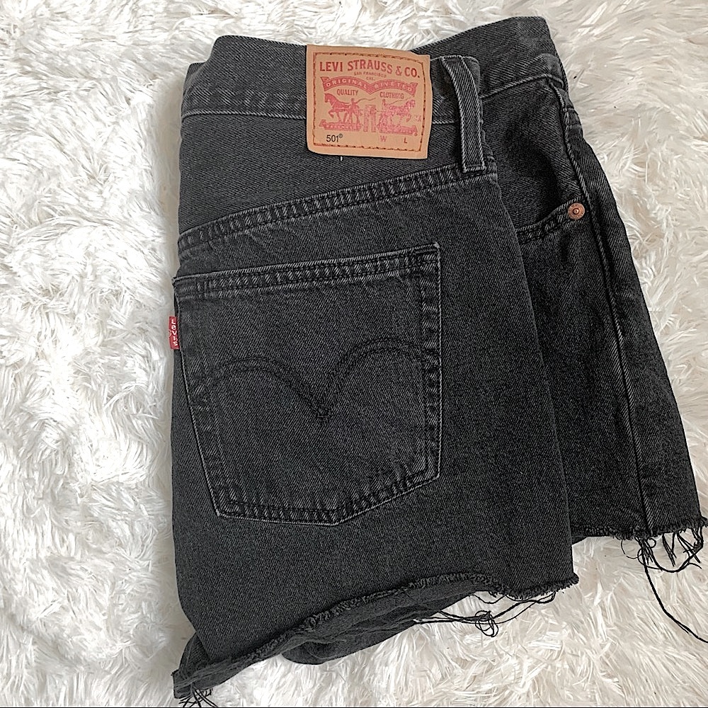 Levi’s 501 Black High Waist Denim Shorts